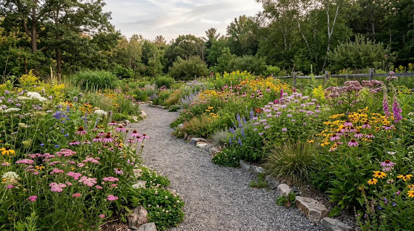 Wildflower Garden Along a Gravel Path